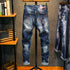 Elasticity Fit Slim Jeans Straight Pants Men's Ripped Jeans